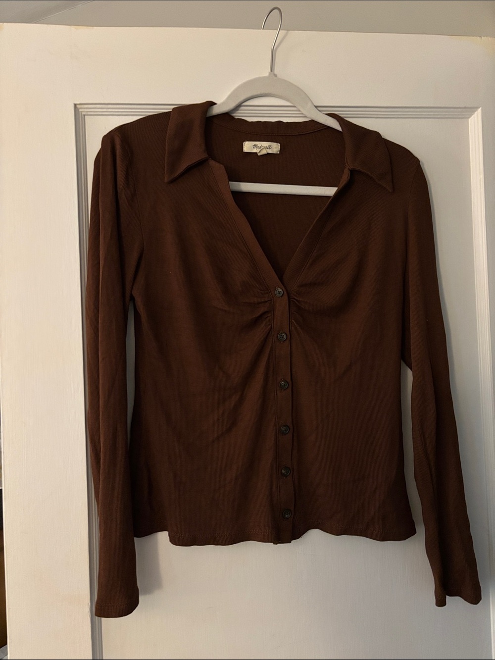Madewell Brown Button-Front Long-Sleeve Shirt